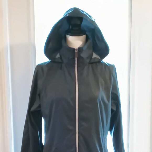 Columbia Womens Black Zip Up Hooded Light Rain Coat Hideaway Light Wind Jacket - Picture 4 of 13
